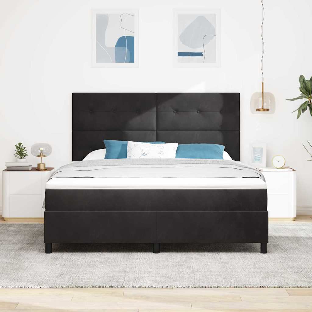 Krevet s opruga kutije s uzglavljem Crna 180 x 200 cm Baršun