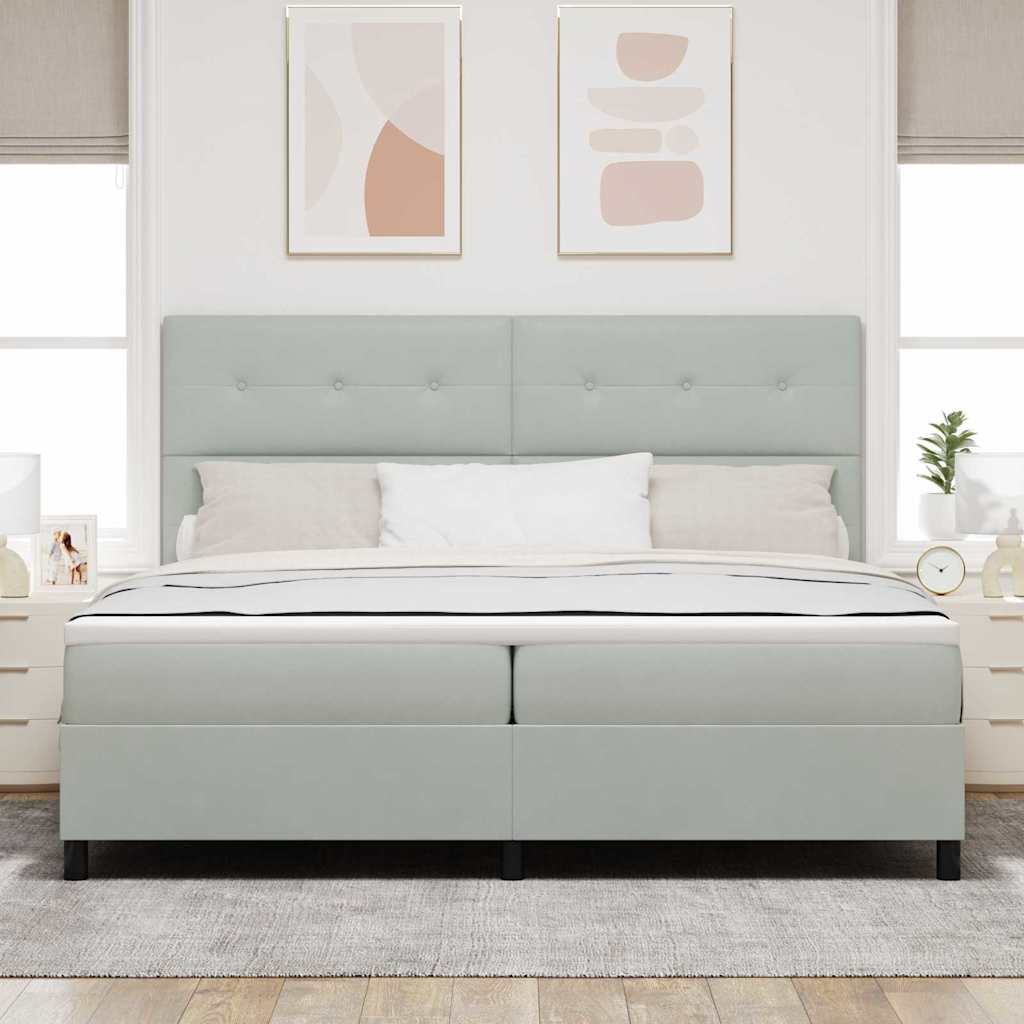 Krevet s opruga kutije Svijetlo siva 200 x 200 cm Baršun