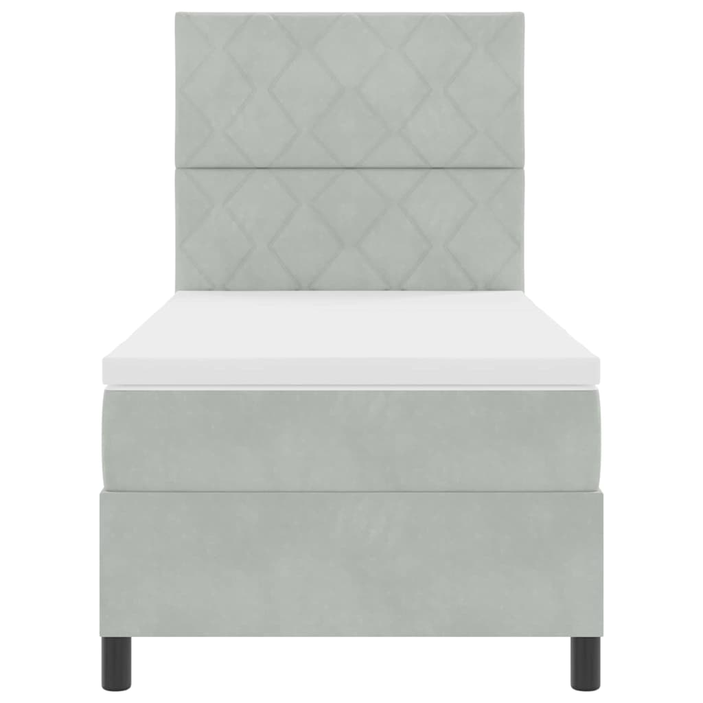 Krevet s opruga kutije Svijetlo siva 90 x 190 cm Baršun