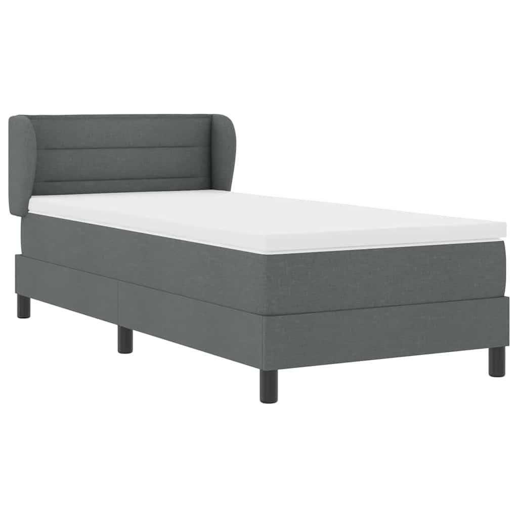 Krevet s opruga kutije Tamno siva 90 x 190 cm tkanina