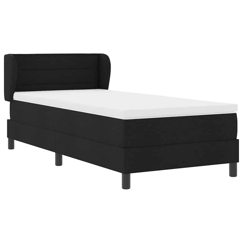 Krevet s opruga kutije s madracem Crna 90 x 200 cm tkanina