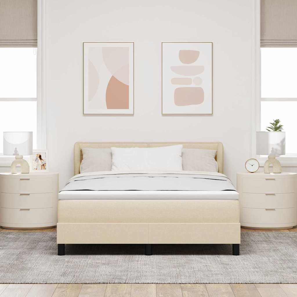 Krevet s opruga kutije s uzglavljem Krema 140 x 190 cm tkanina