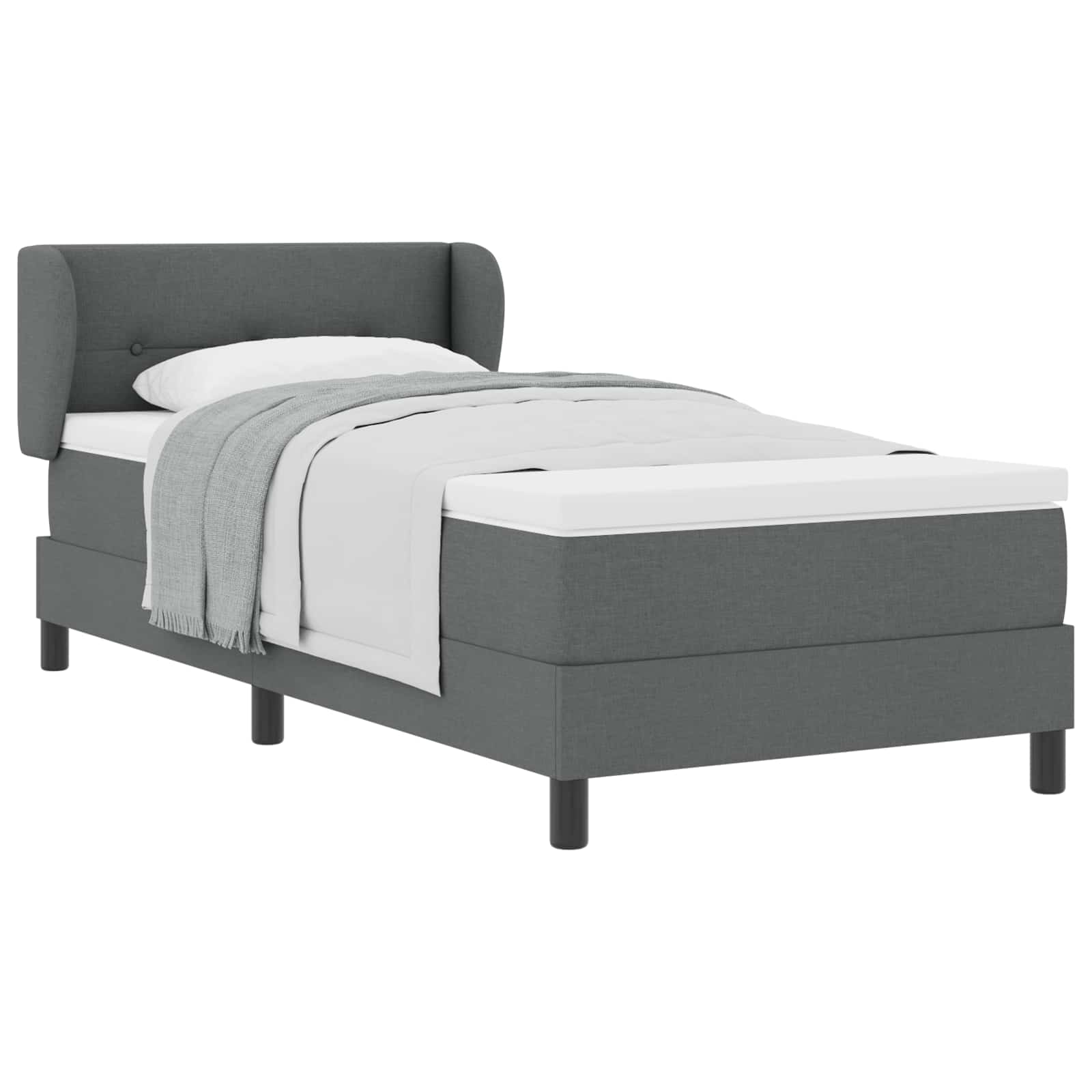 Krevet s opruga kutije Tamno siva 90 x 200 cm tkanina