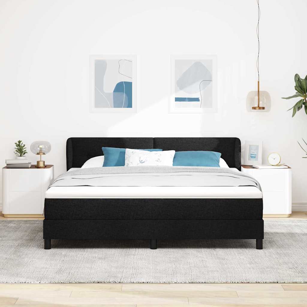Krevet s opruga kutije s uzglavljem Crna 180 x 200 cm tkanina