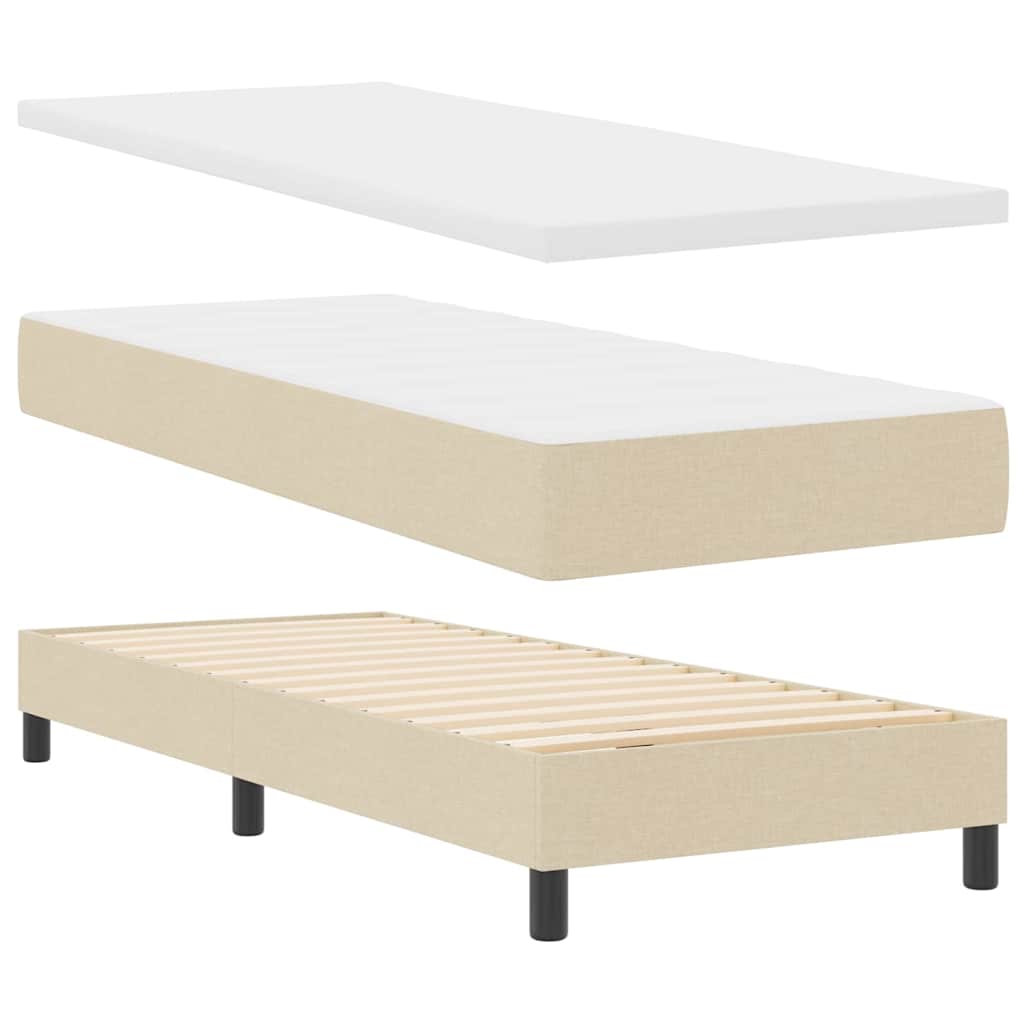 Krevet s opruga kutije s uzglavljem Krema 80 x 200 cm tkanina
