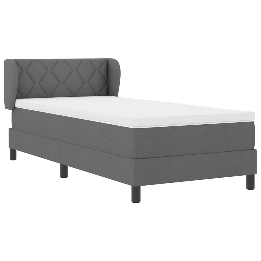 Krevet s opruga kutije Tamno siva 90 x 190 cm tkanina