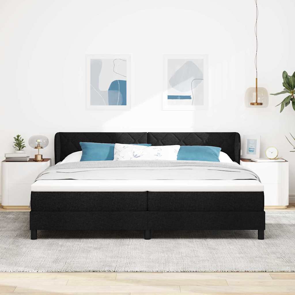 Krevet s opruga kutije s uzglavljem Crna 200 x 200 cm tkanina