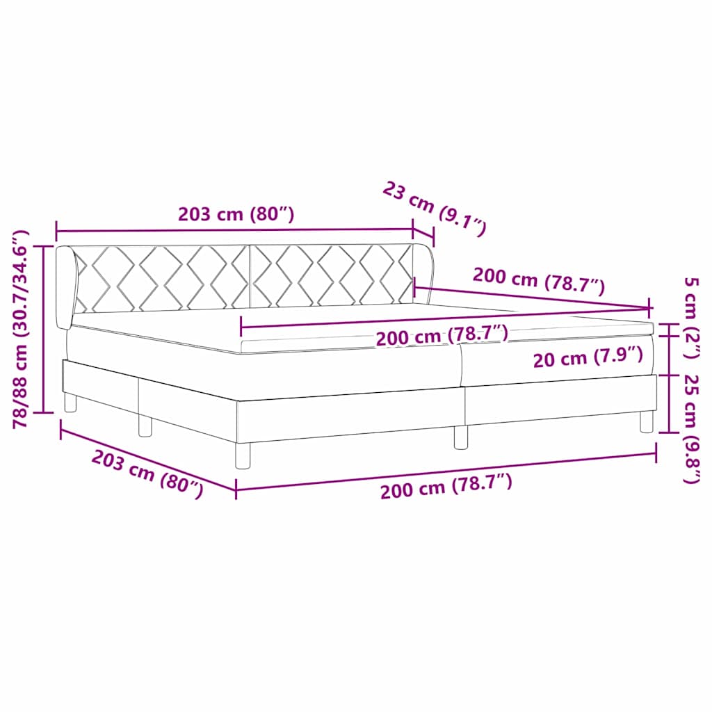 Krevet s opruga kutije s uzglavljem Plava 200 x 200 cm tkanina