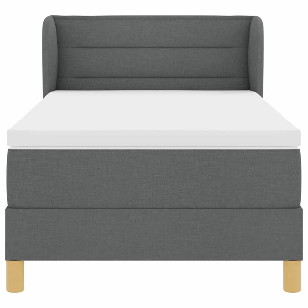 Krevet s opruga kutije Tamno siva 90 x 200 cm tkanina