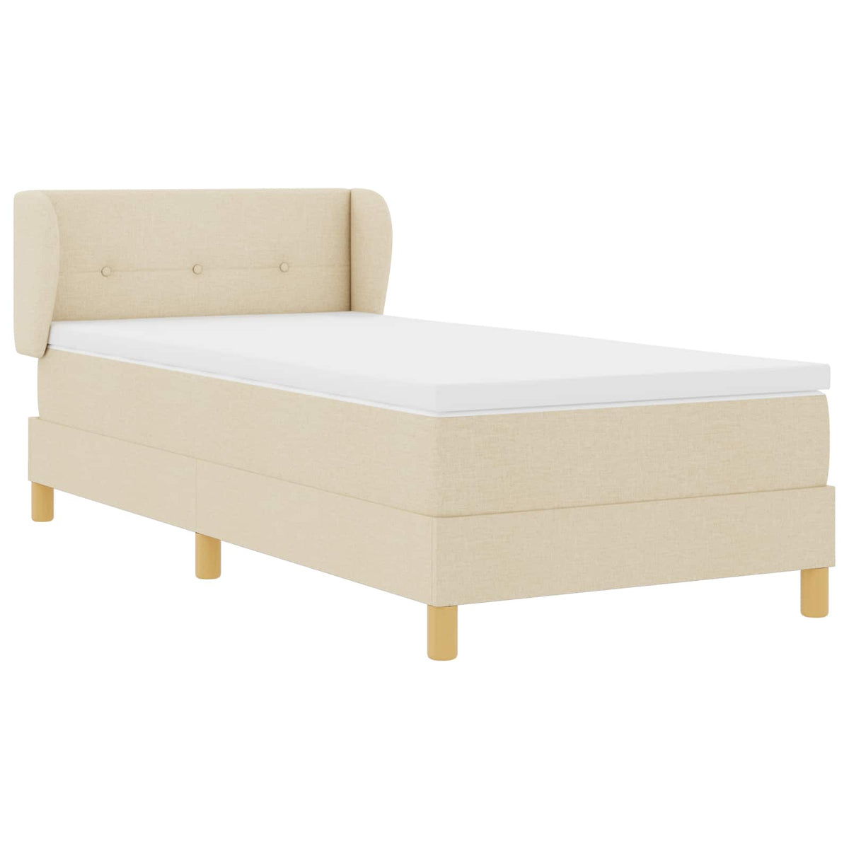 Krevet s opruga kutije s uzglavljem Krema 80 x 200 cm tkanina