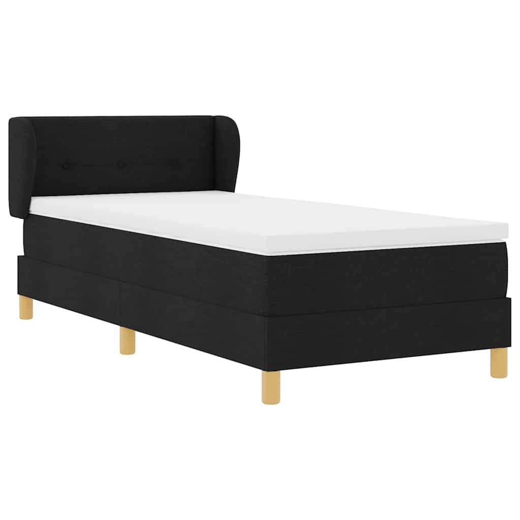 Krevet s opruga kutije s uzglavljem Crna 90 x 190 cm tkanina