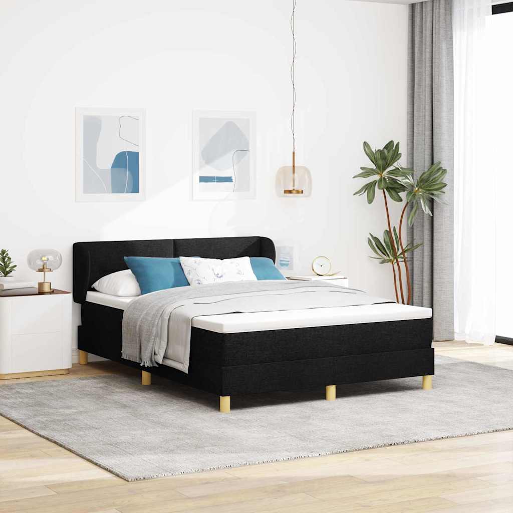 Krevet s opruga kutije s uzglavljem Crna 140 x 200 cm tkanina