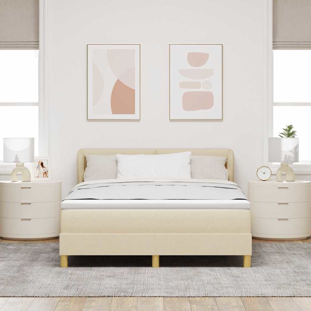 Krevet s opruga kutije s uzglavljem Krema 140 x 200 cm tkanina