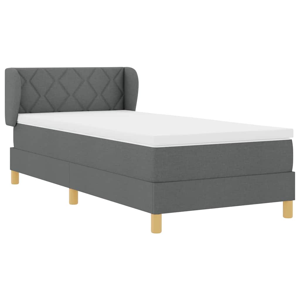 Krevet s opruga kutije Tamno siva 90 x 200 cm tkanina