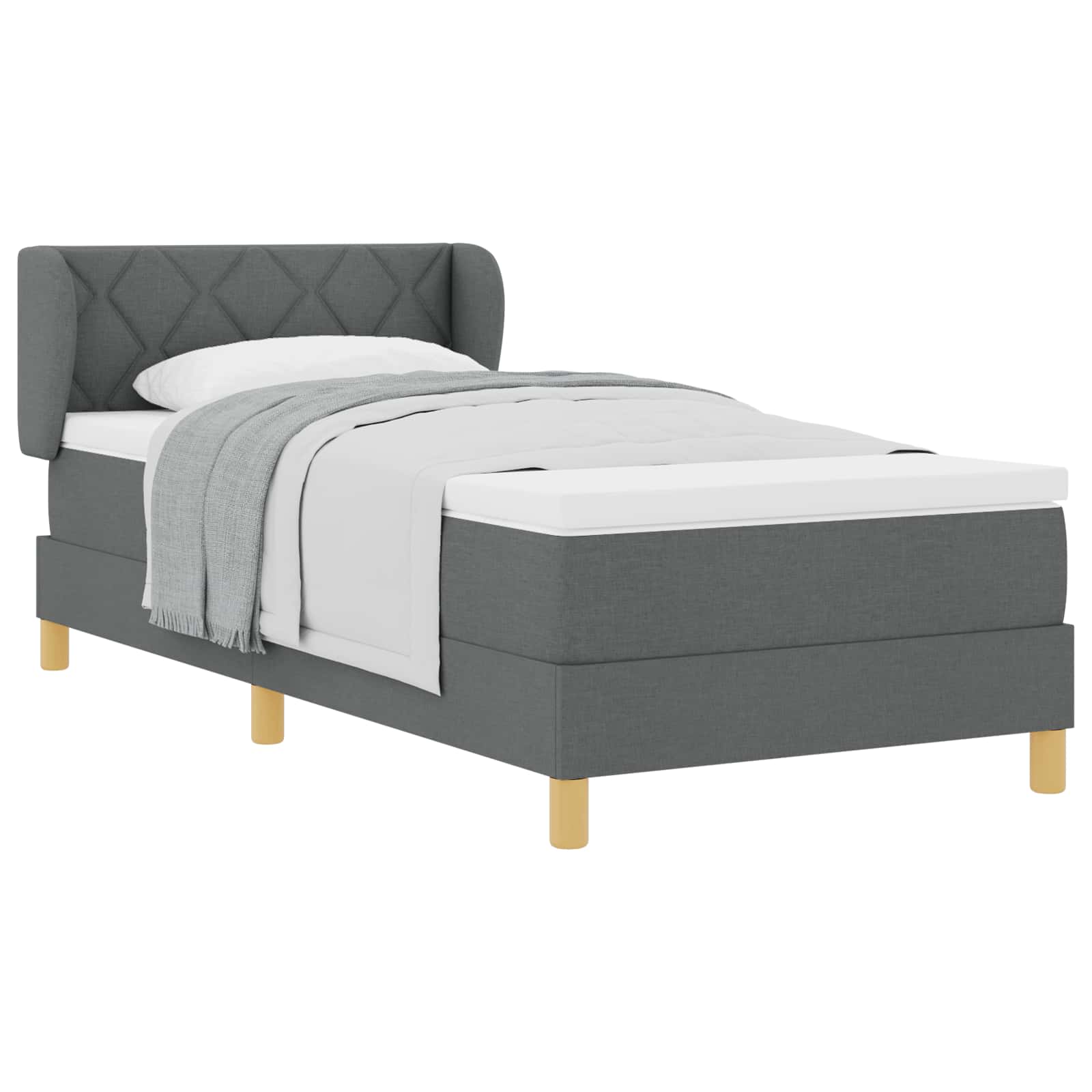Krevet s opruga kutije Tamno siva 100 x 200 cm tkanina