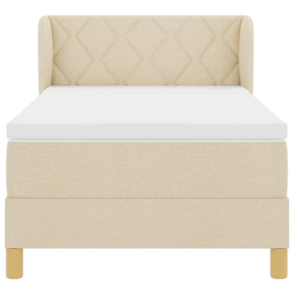 Krevet s opruga kutije s madracem Krema 100 x 200 cm tkanina