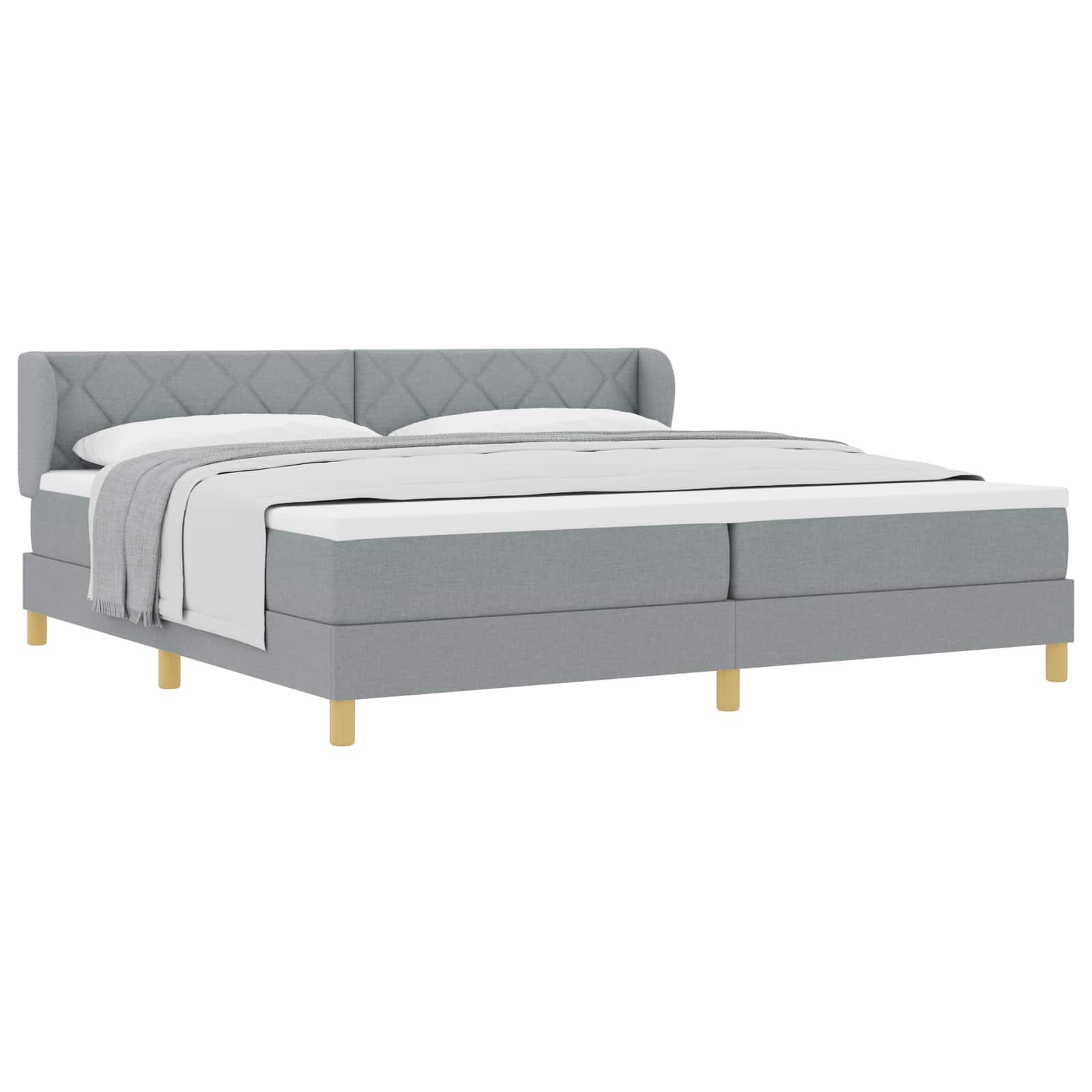 Krevet s opruga kutije Svjetlosiva 200 x 200 cm tkanina