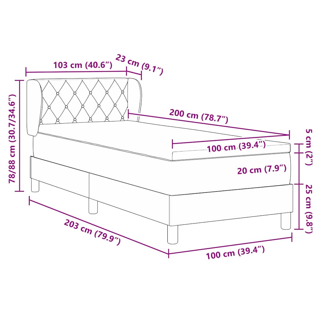 Krevet s opruga kutije Tamnozelena 100 x 200 cm Baršun