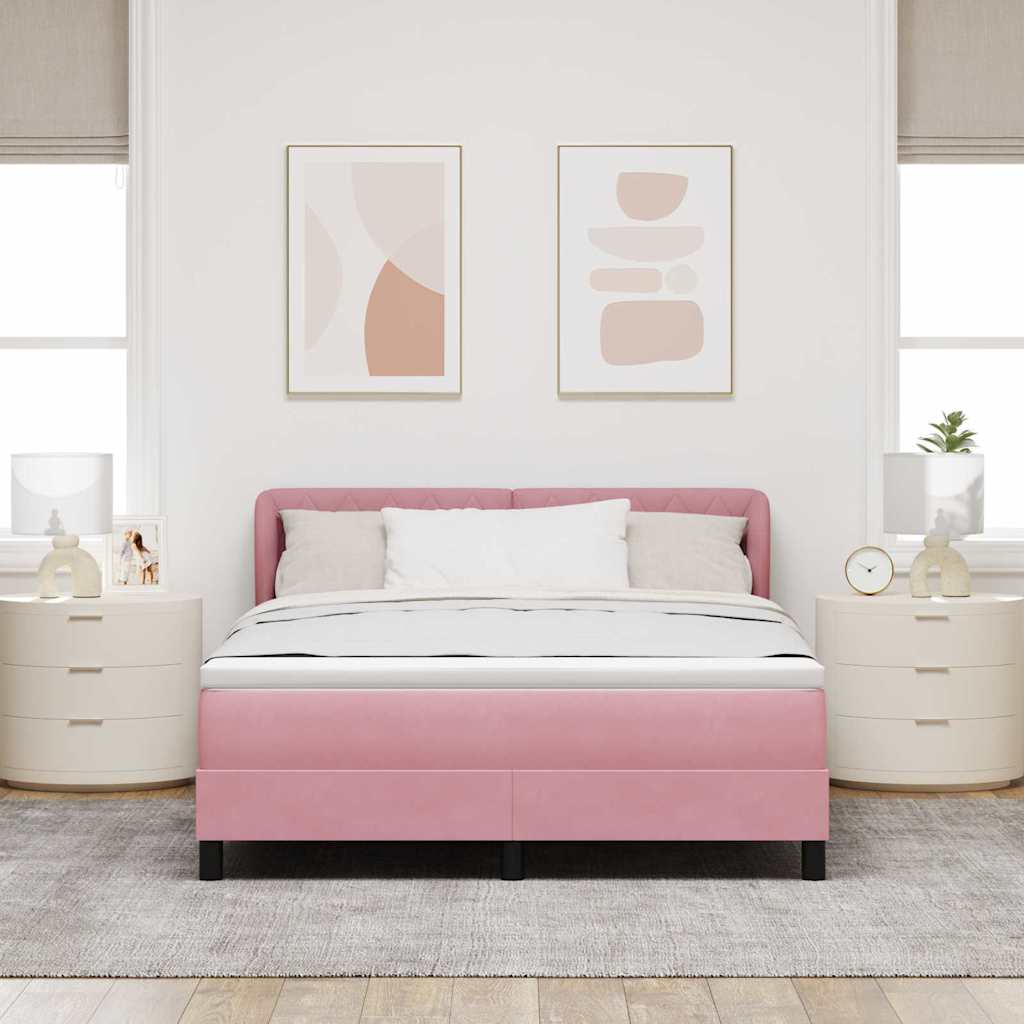 Krevet s opruga kutije Ružičasta 160 x 200 cm Baršun