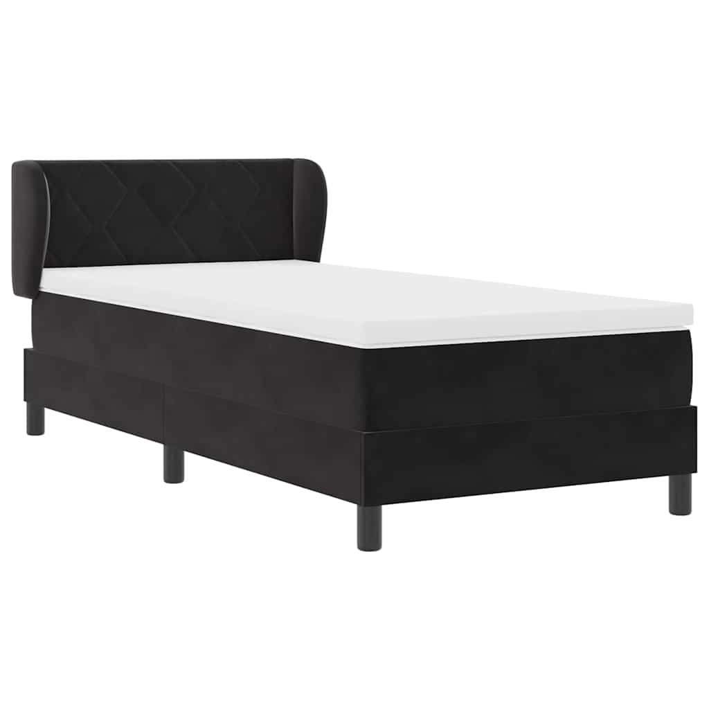 Krevet s opruga kutije s uzglavljem Crna 90 x 200 cm Baršun