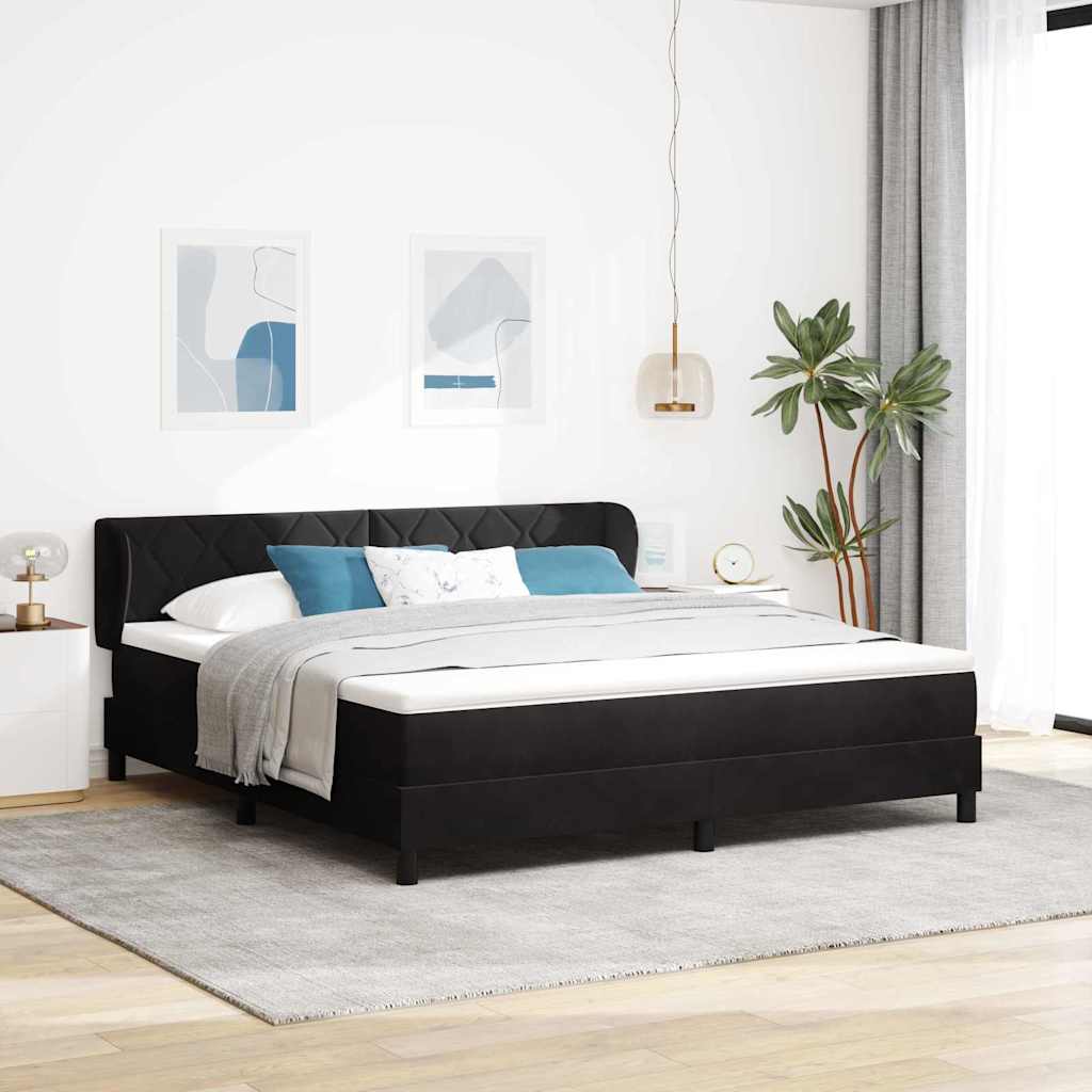 Krevet s opruga kutije s uzglavljem Crna 180 x 200 cm Baršun