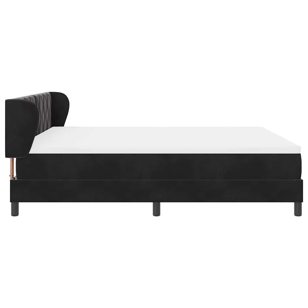 Krevet s opruga kutije s uzglavljem Crna 180 x 200 cm Baršun