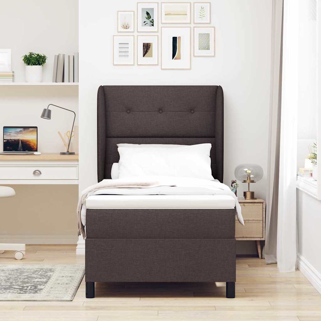 Krevet s opruga kutije Tamno smeđa 80 x 200 cm tkanina