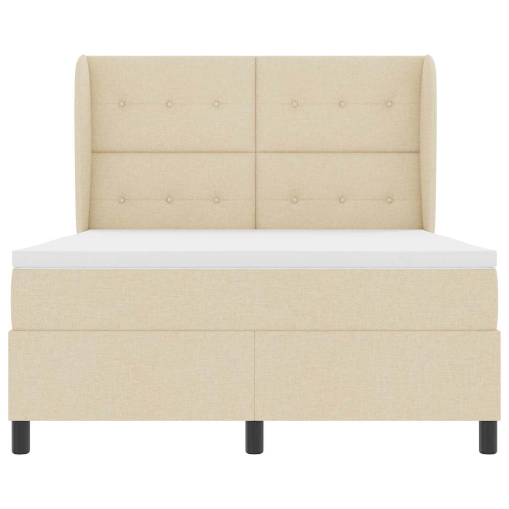 Krevet s opruga kutije s uzglavljem Krema 160 x 200 cm tkanina
