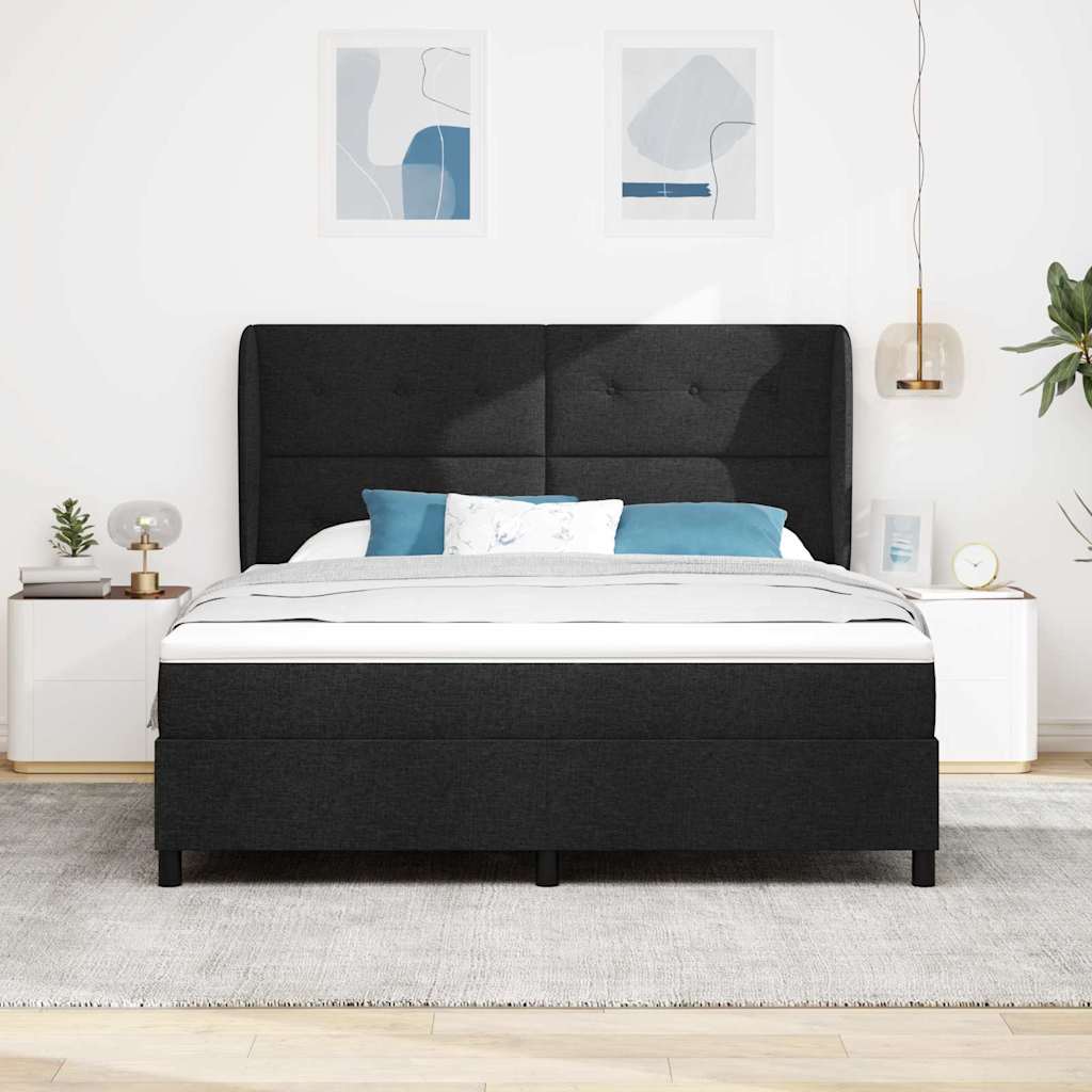 Krevet s opruga kutije s madracem Crna 180 x 200 cm tkanina