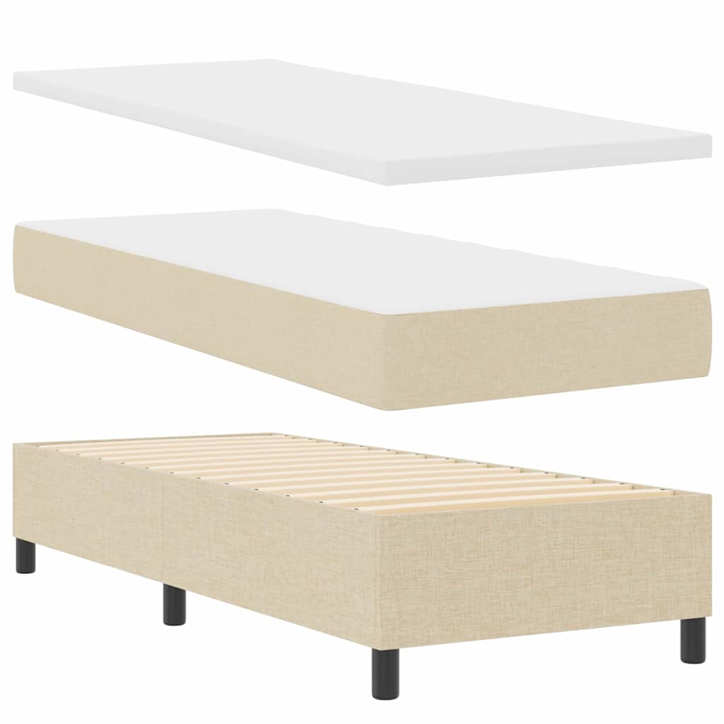 Krevet s opruga kutije s jastukom Krema 80 x 200 cm tkanina