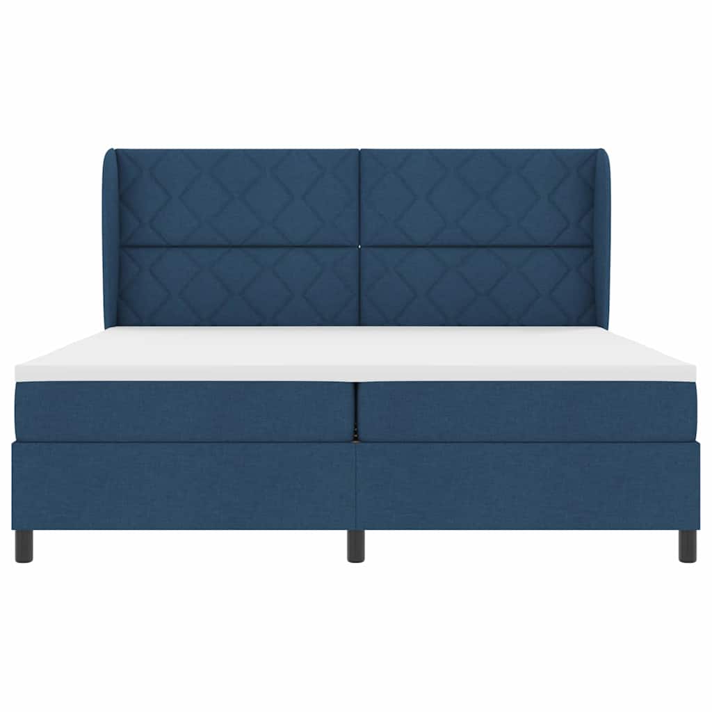 Krevet s opruga kutije s madracem Plava 200 x 200 cm tkanina