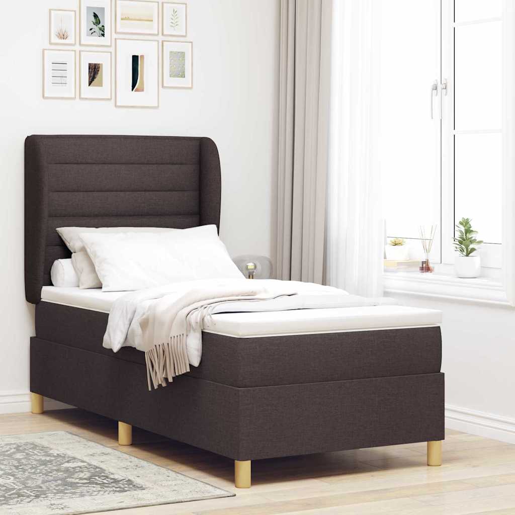 Krevet s opruga kutije Tamno smeđa 200 x 90 cm tkanina