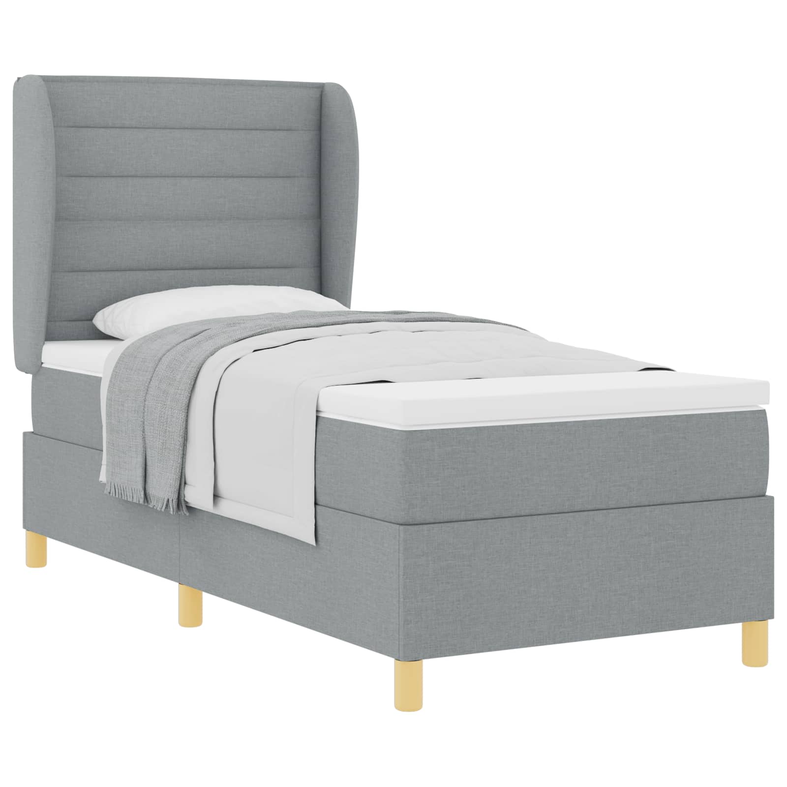 Krevet s opruga kutije Svijetlo siva 200 x 100 cm tkanina