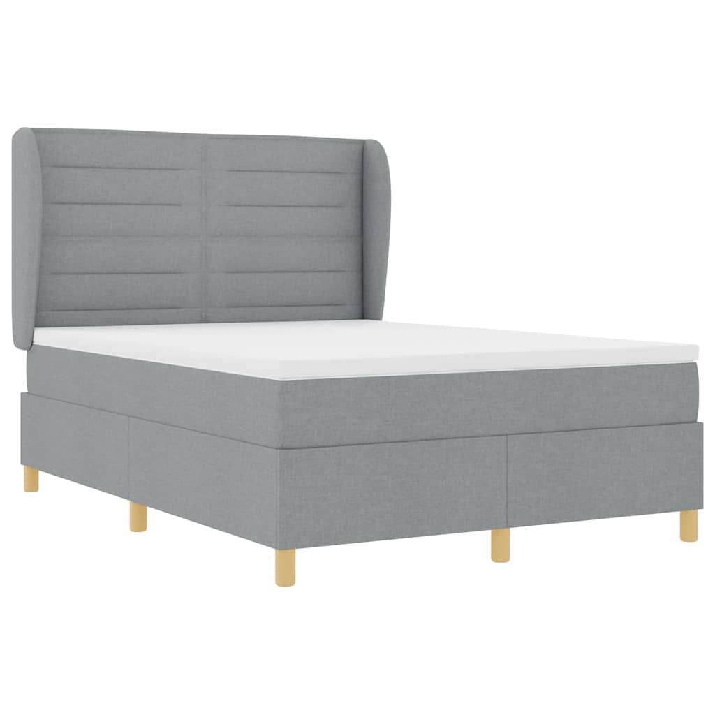 Krevet s opruga kutije Svijetlo siva 200 x 140 cm tkanina