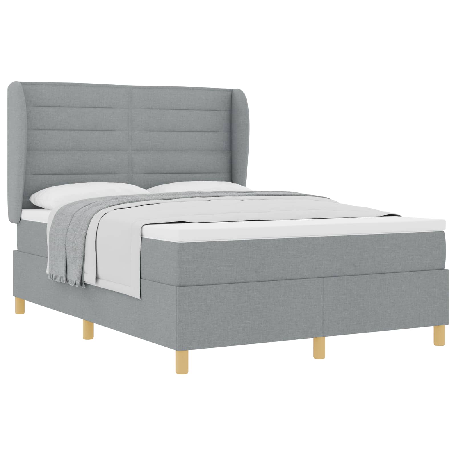 Krevet s opruga kutije Svijetlo siva 200 x 160 cm tkanina