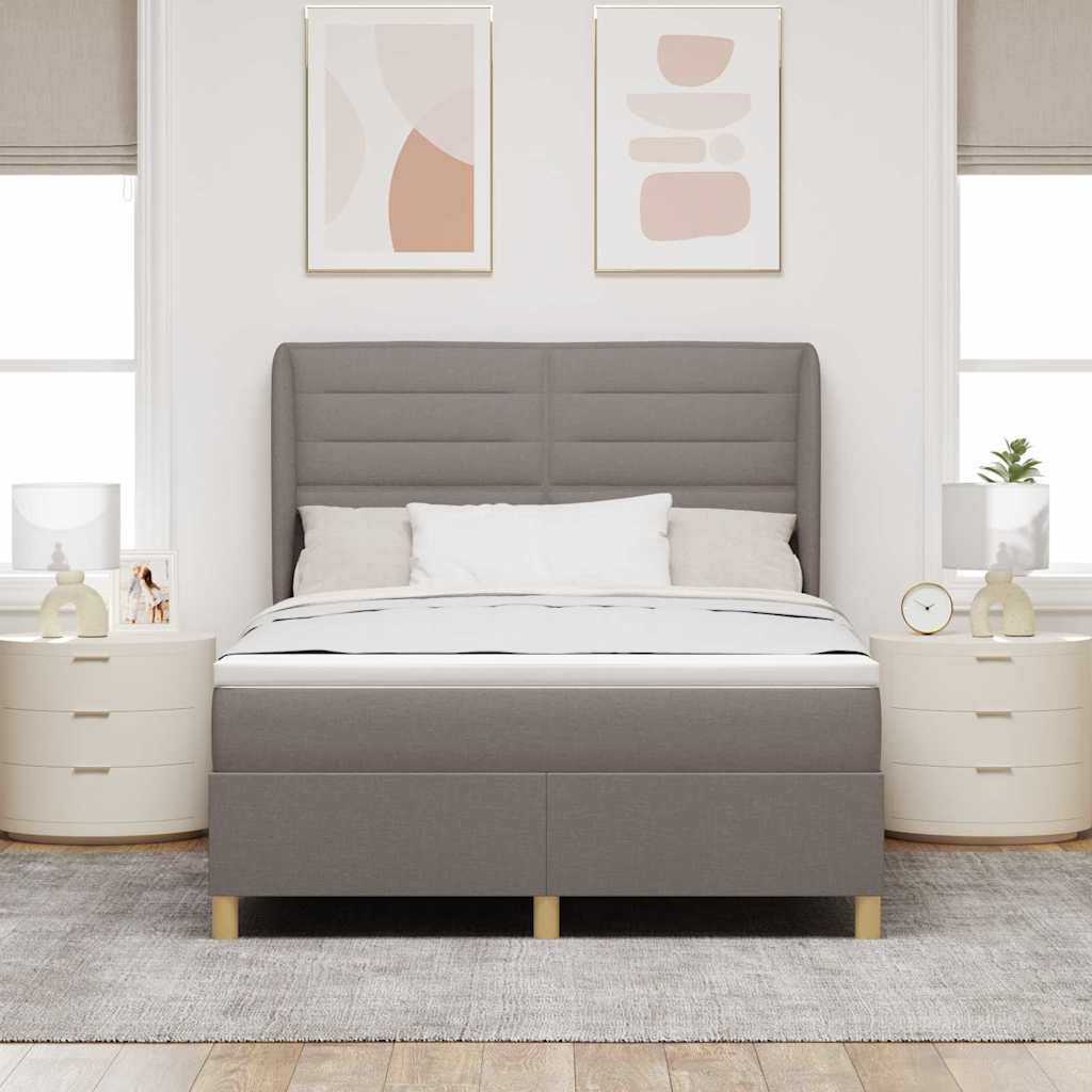 Krevet s opruga kutije Sivo-smeđa 200 x 160 cm tkanina