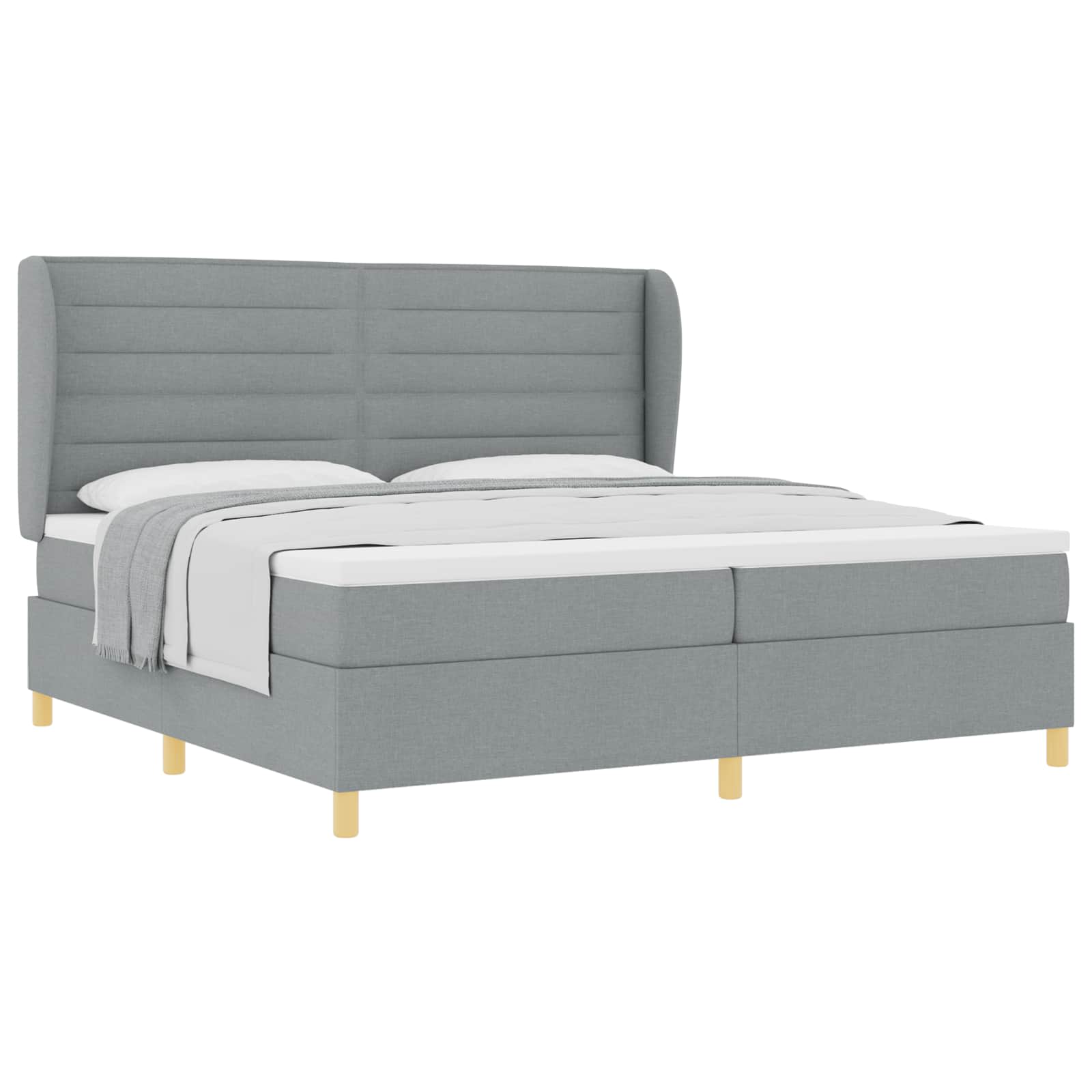 Krevet s opruga kutije Svijetlo siva 200 x 200 cm tkanina