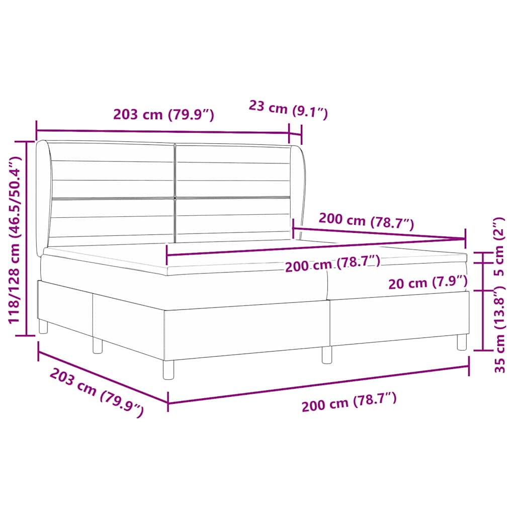 Krevet s opruga kutije s madracem Crna 200 x 200 cm tkanina