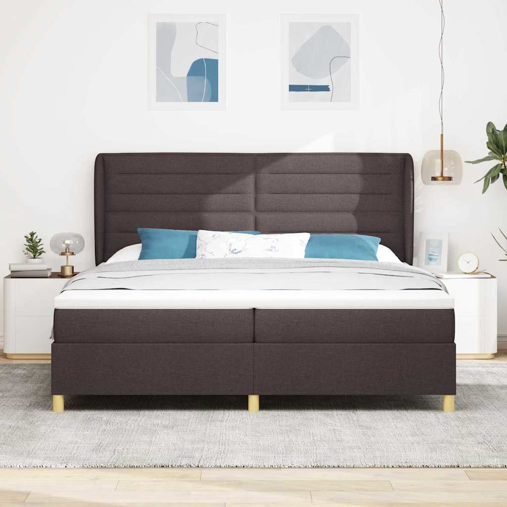 Krevet s opruga kutije Tamno smeđa 200 x 200 cm tkanina