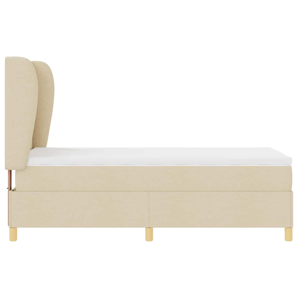 Krevet s opruga kutije s uzglavljem Krema 200 x 90 cm tkanina