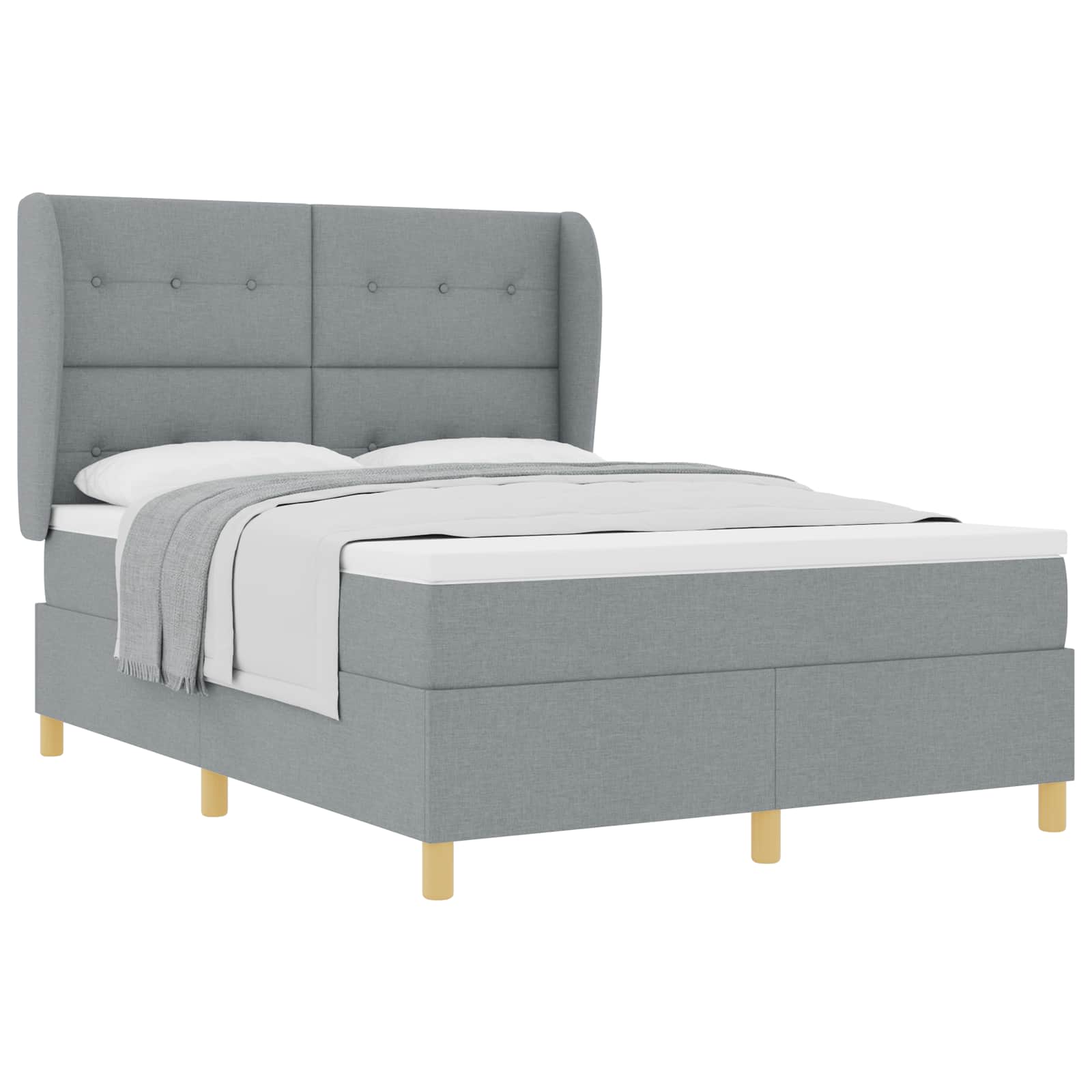 Krevet s opruga kutije Svijetlo siva 200 x 140 cm tkanina