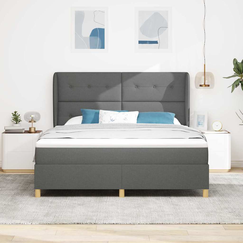 Krevet s opruga kutije Tamno siva 200 x 180 cm tkanina