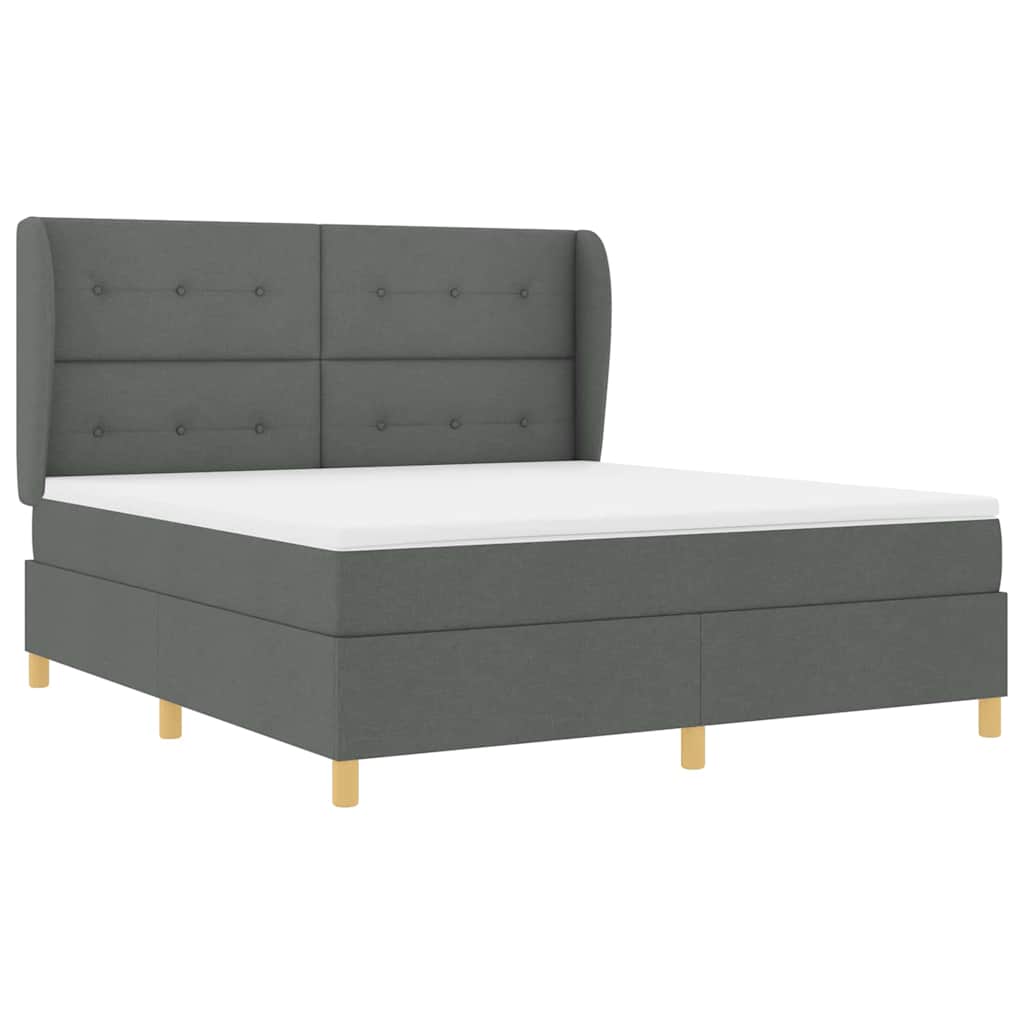 Krevet s opruga kutije Tamno siva 200 x 180 cm tkanina