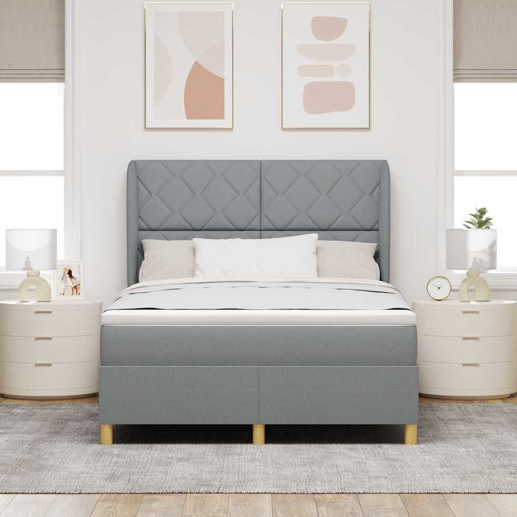 Krevet s opruga kutije Svijetlo siva 200 x 140 cm tkanina