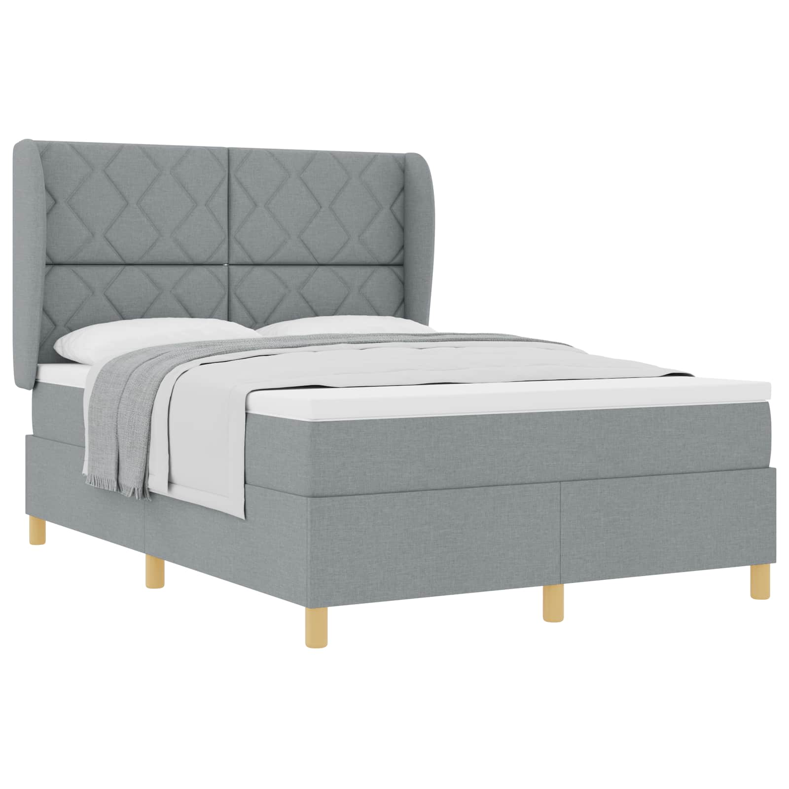 Krevet s opruga kutije Svijetlo siva 200 x 140 cm tkanina