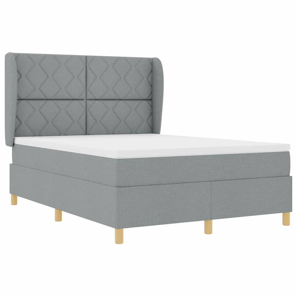 Krevet s opruga kutije Svijetlo siva 200 x 140 cm tkanina