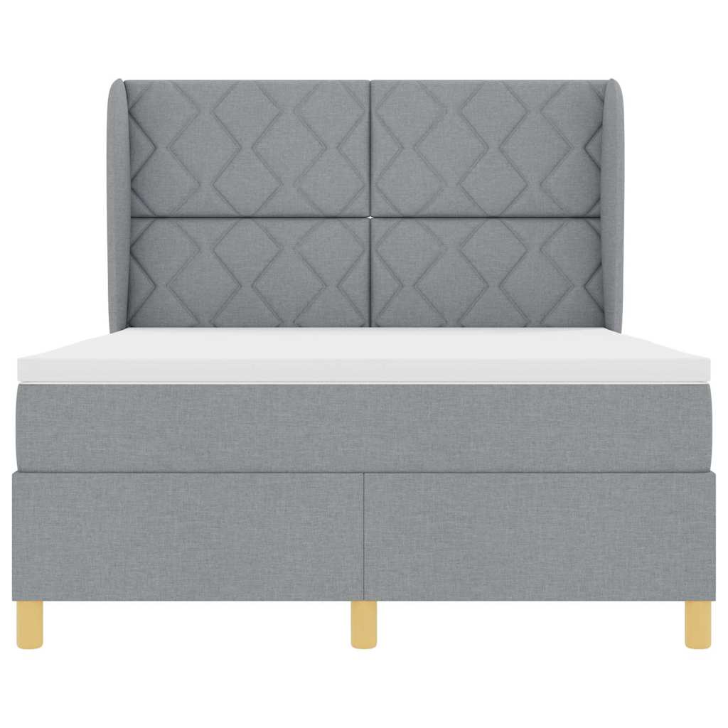 Krevet s opruga kutije Svijetlo siva 200 x 140 cm tkanina
