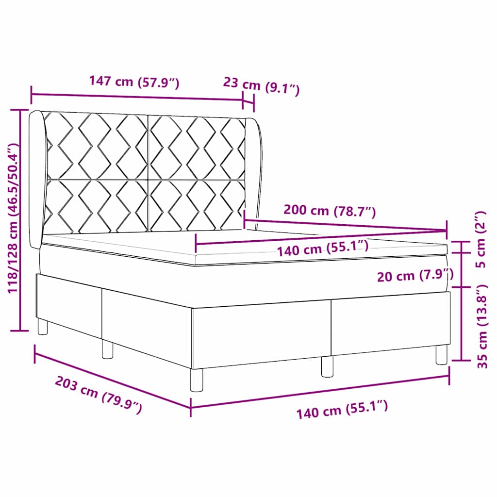 Krevet s opruga kutije Svijetlo siva 200 x 140 cm tkanina