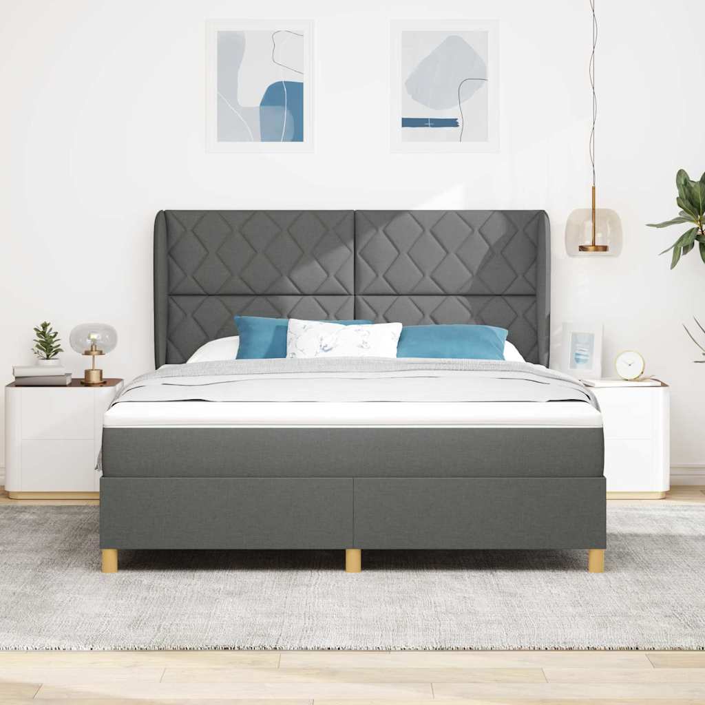 Krevet s opruga kutije Tamno siva 200 x 180 cm tkanina