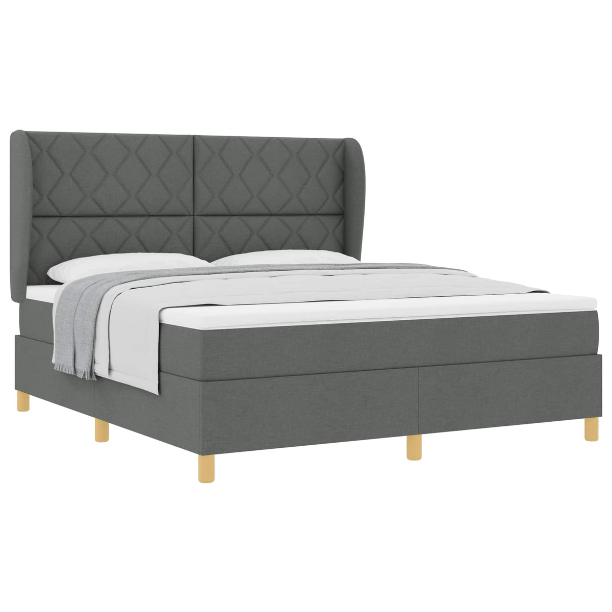 Krevet s opruga kutije Tamno siva 200 x 180 cm tkanina